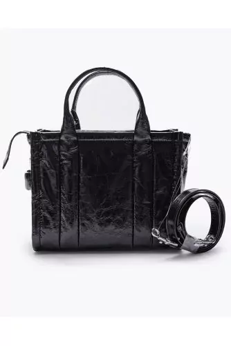 The Small Shiny Crinkle - Frowned varnished leather bag with shoulder bag