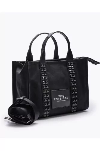 The Small Tote Bag - Canvas bag decorated with studs vintage style