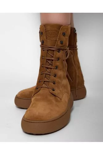 Gommino - Lace-up boots in split leather