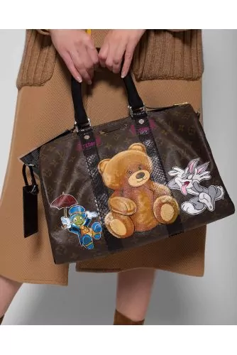 LV Speedy - Teddy - Sac customizé avec détails en python 35 cm