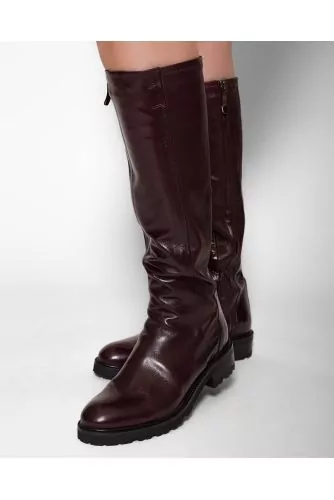 Bottes en cuir nappa avec empiècement stretch 35