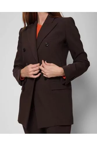 Veste croisée en laine stretch avec coupe droite