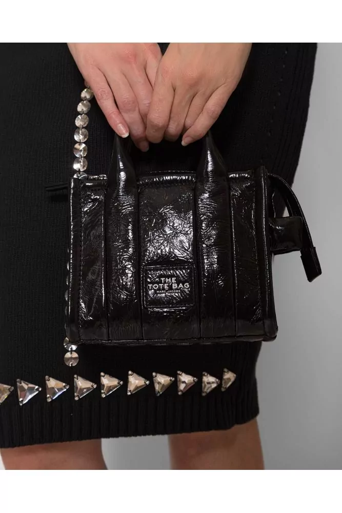 Marc Jacobs Black Micro The Shiny Crinkle Tote Bag