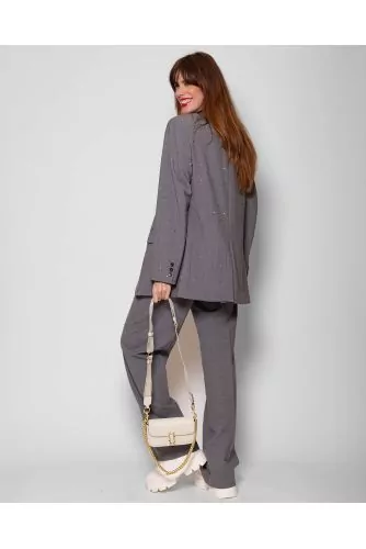 Ensemble oversize veste-pantalon en laine décoré de strass