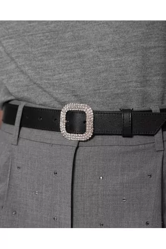 Belt with lamb leather and Swarovski buckle