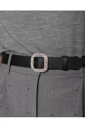 Ceinture en cuir nappa boucle en Swarovski