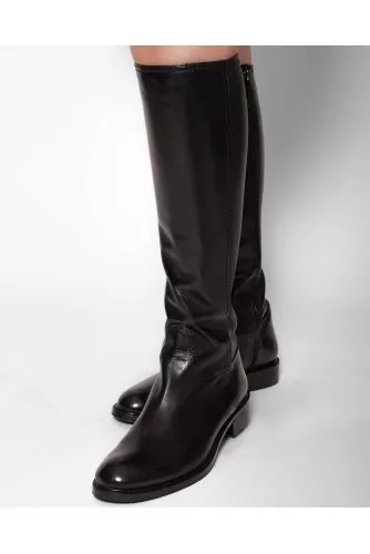 Nappa leather boots with stretch leg and zipper 30