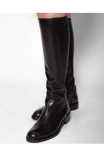 Bottes en cuir nappa et stretch avec fermeture éclair 30