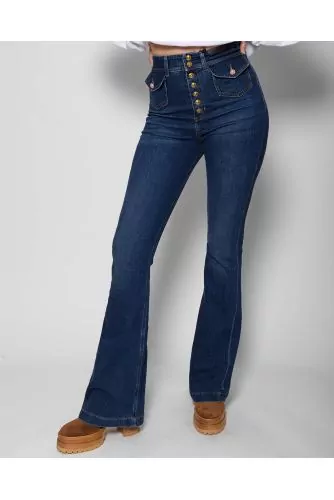 Jean taille haute en denim coupe évasée