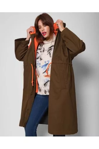Cotton and nylon hooded coat with removable jacket