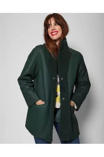 Manteau oversize réversible en fourrure et cuir ML