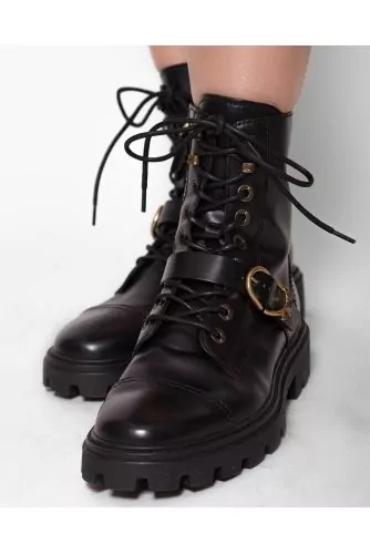 Leather low boots with toe-cap and decorative buckle 20