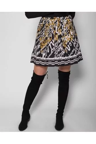 Short dress in polyester and viscose crepe with Versace Jeans Couture print