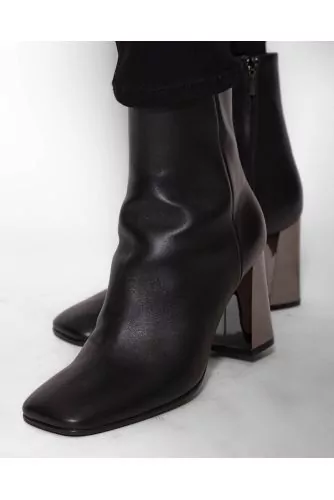 Nappa leather boots with heels and square toe 80
