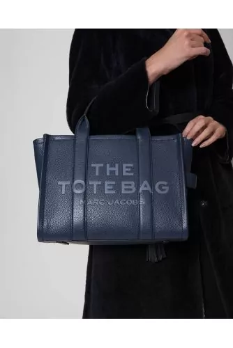 The Leather Tote Small - Grained leather tote bag with printed logo