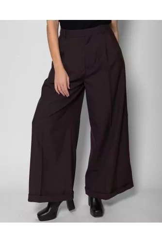Very wide wool pleated trousers