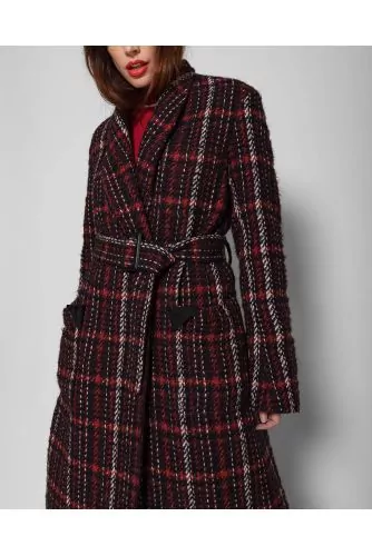 Long tweed coat with belt