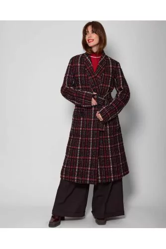 Long tweed coat with belt