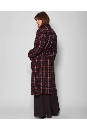Long tweed coat with belt