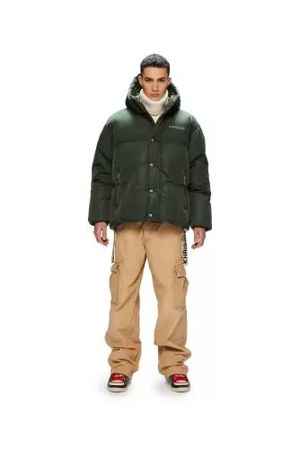 Matte nylon down jacket with reflections