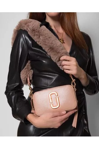 Snapshot - Leather bag with faux fur shoulder strap