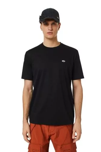 T-shirt Diesel noir avec petit "D" sur le coeur pour homme