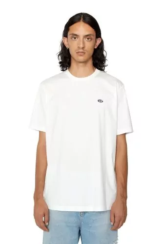 T-shirt Diesel blanc avec petit "D" sur le coeur pour homme