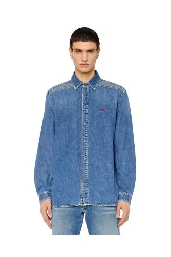 Chemise en denim avec inserts et boutons pression