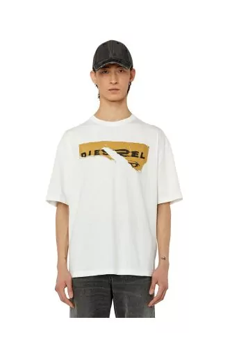 T-shirt en jersey coton avec affiche déchirée au dos et au devant