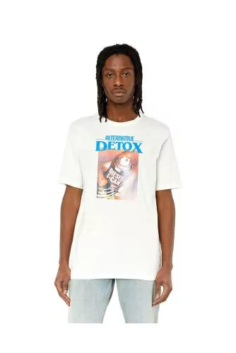 T-shirt Diesel blanc avec image "Detox spray" pour homme