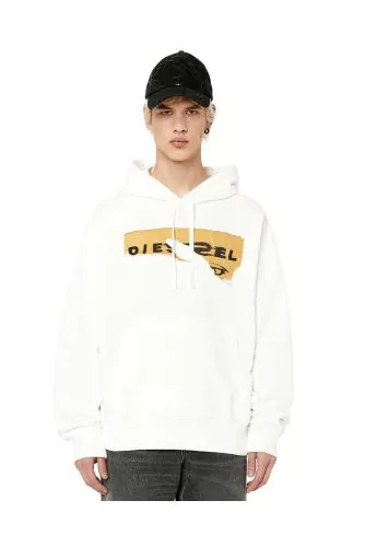 Hoodie en coton felpa avec affiche déchirée devant et dos