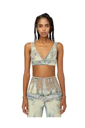 Faded denim triangle bra