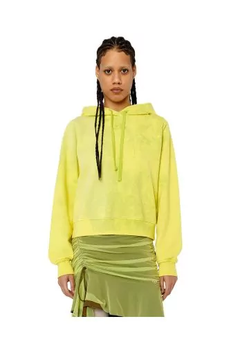 Sweatshirt en coton délavé avec logo gaufré en métal