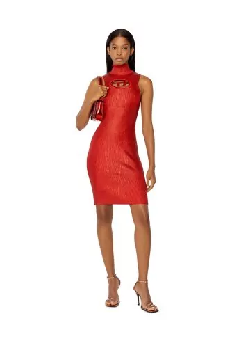 M-ARCEY - Mesh tank top dress with metal logo on the neckline
