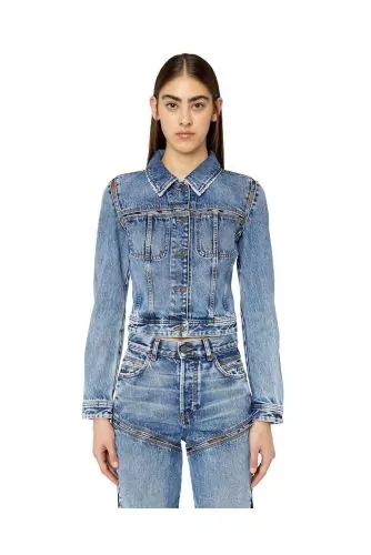 Veste en jean avec inserts de dentelle