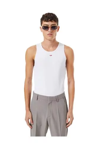 Ribbed mesh tank-top with logo