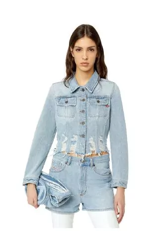Denim jacket cut close to the body