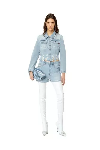 Denim jacket cut close to the body