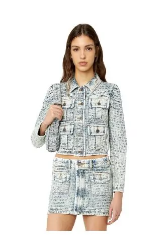 Veste en denim avec logo gaufré et poches