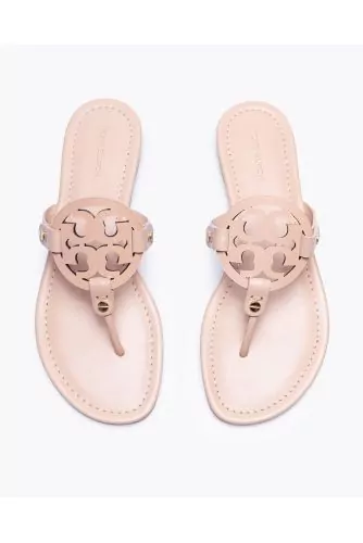 Tong Tory Burch en cuir beige, semelle gomme