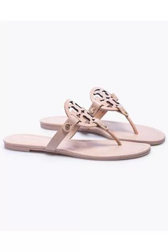 Tong Tory Burch en cuir beige, semelle gomme