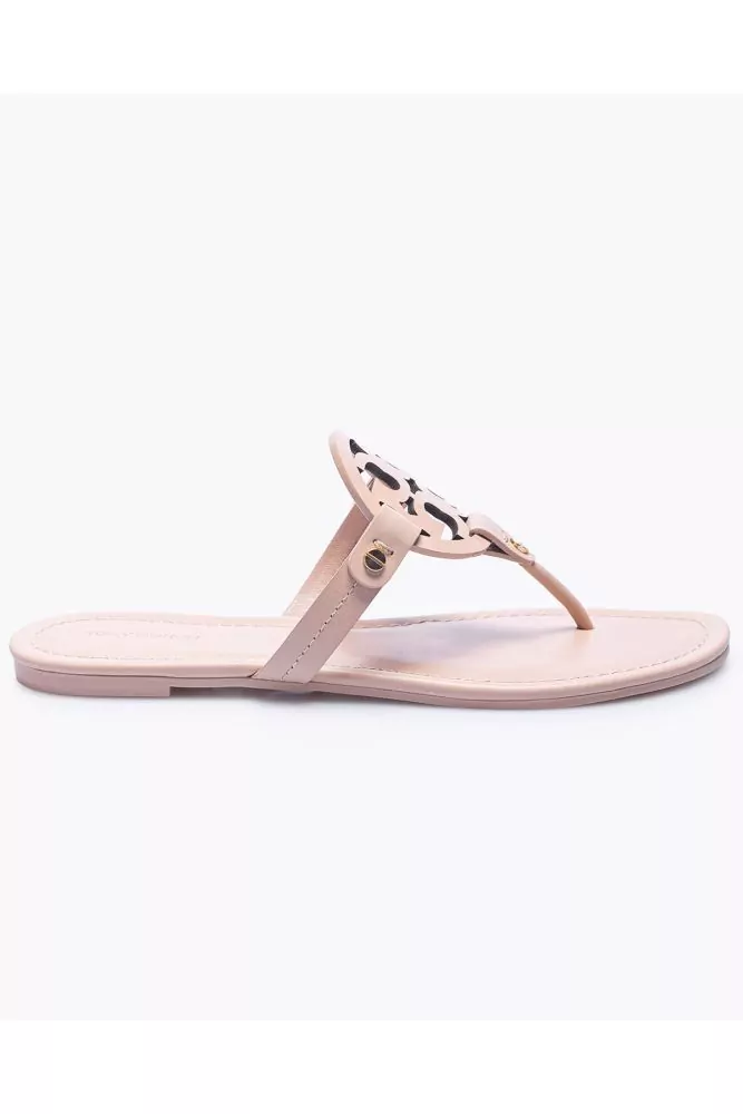 Tong Tory Burch en cuir beige, semelle gomme