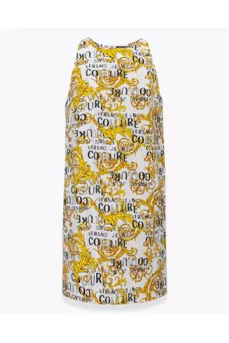 Robe courte trapèze en denim avec logo Couture