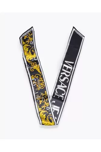 Silk scarf belt with logo print