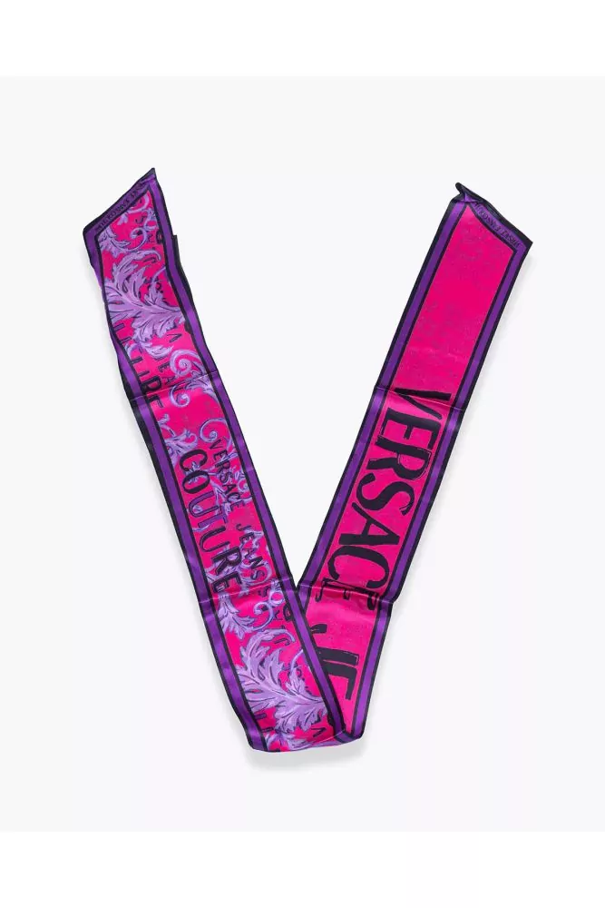 Foulard-ceinture Versace rose foncé imprimé logo couture