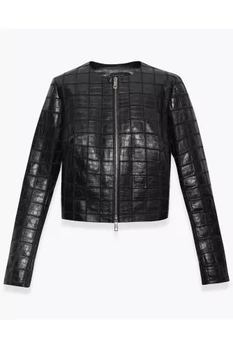 Veste avec patchs de cuir sur tulle ML