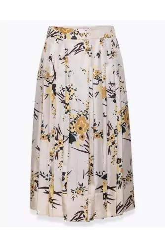 Drip Bouquet - Silk pleated skirt with bouquet print