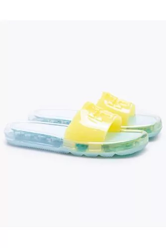 Bubble Jelly - Clear gum mules with logo tab