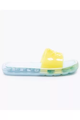 Bubble Jelly - Clear gum mules with logo tab