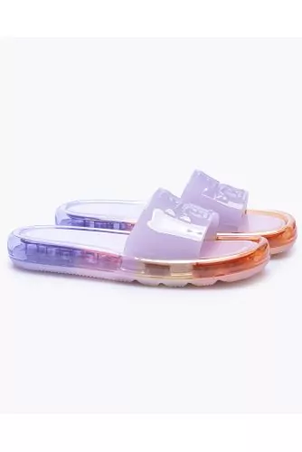 Bubble Jelly - Clear gum mules with logo tab